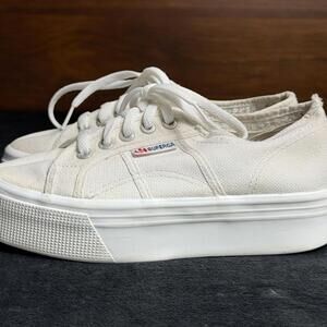 Superga S0001L0-901 White Canvas Women's Lace-Up Low Top Sneaker Rubber Sole 6